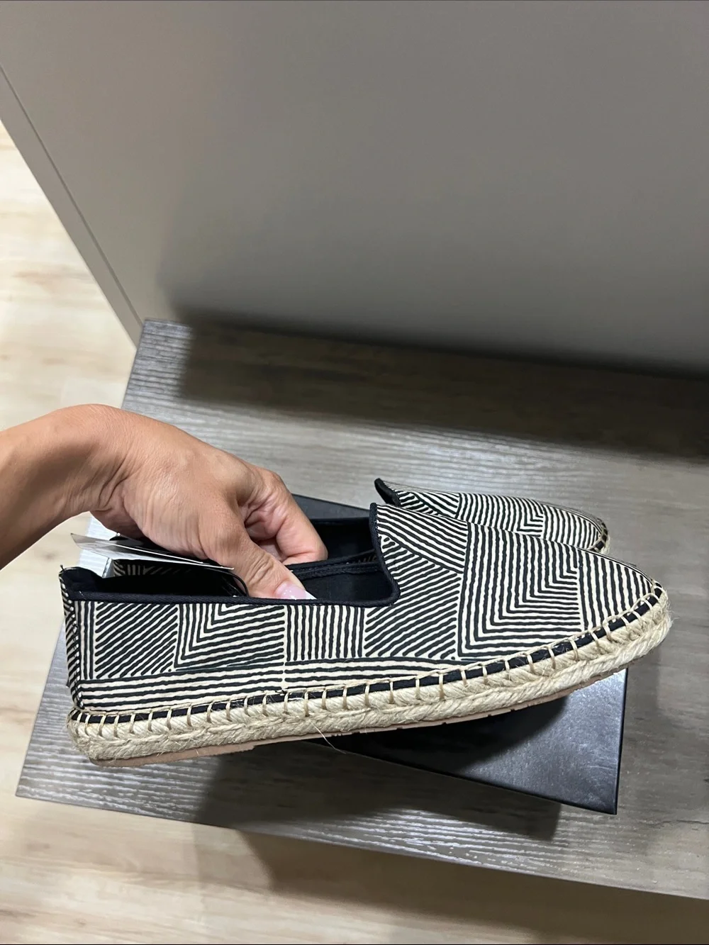 BNIB! Black & Tan Geometric Espadrille Flats